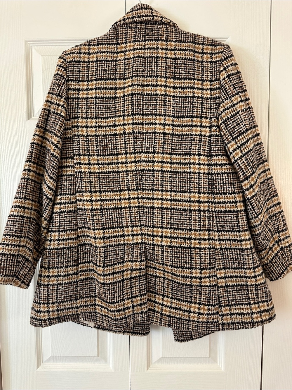 Free Assembly Checked Double-Breasted Pea Coat - Beige/Black - Picture 3 of 3